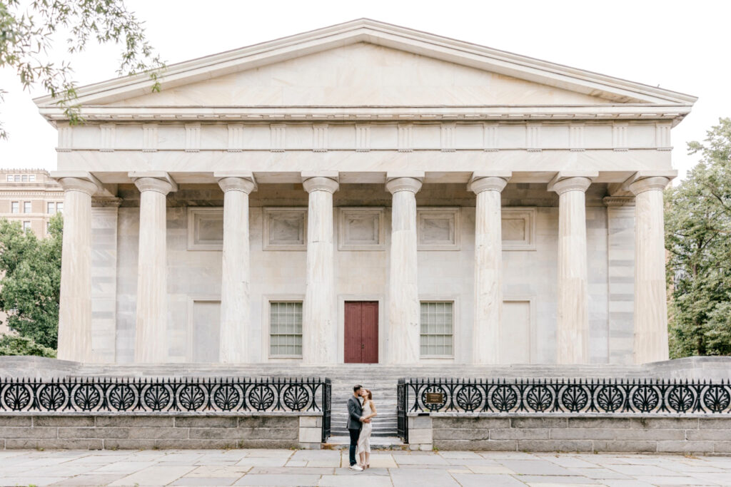 engagement photos at Second National Bank in Old City Philadelphia