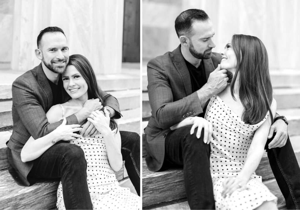 romantic summer engagement photo session in Old City Philadelphia, Pennsylvania at Second National Bank by Emily Wren Photography