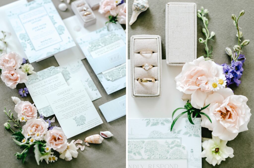 summer coastal wedding invitational suite by New Jersey wedding photographer Emily Wren Photography