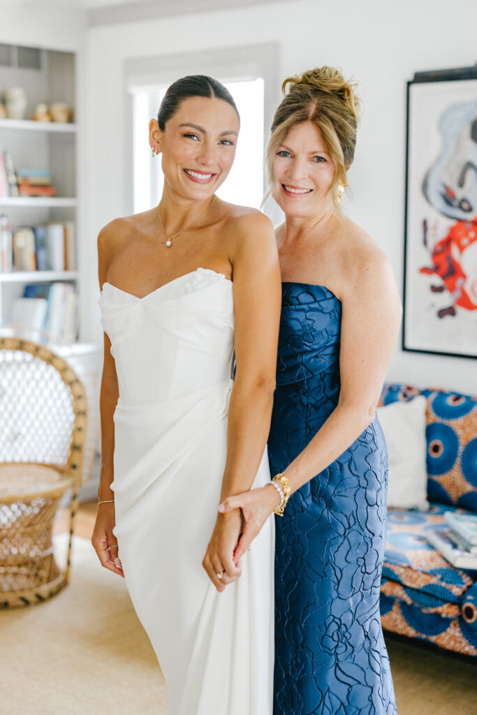 New Jersey bride getting ready for her Cape May wedding day with her mother
