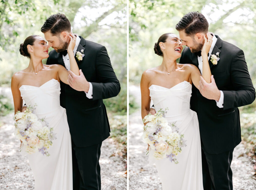 romantic summer wedding portraits in Cape May garden by New Jersey wedding photographer Emily Wren Photography