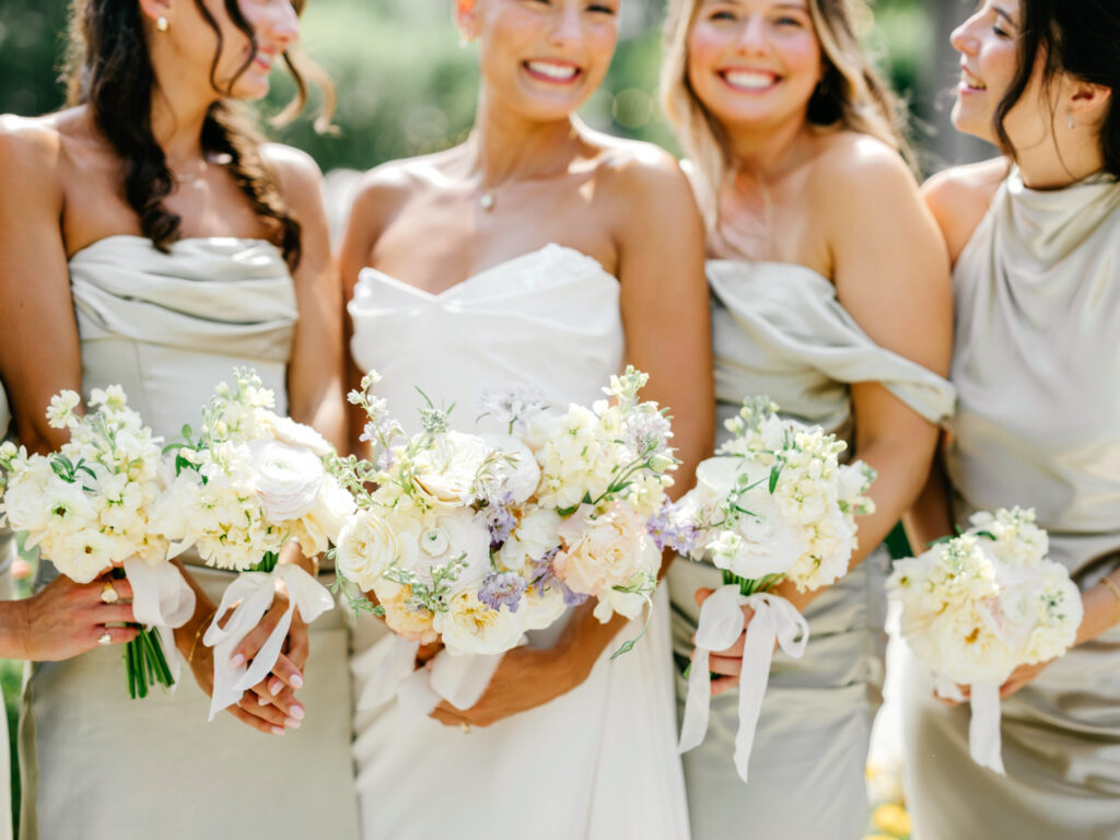 simplistic cute summer floral bouquets for bridesmaids