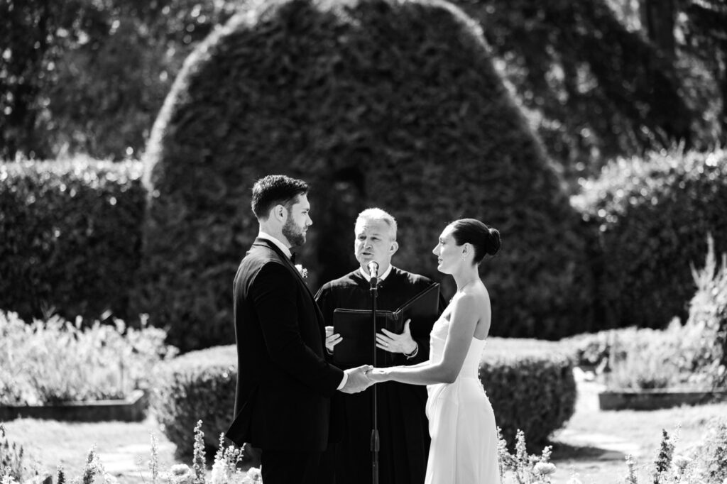 New Jersey bride and groom during their outdoor summer wedding ceremony at Beach Plum Farm