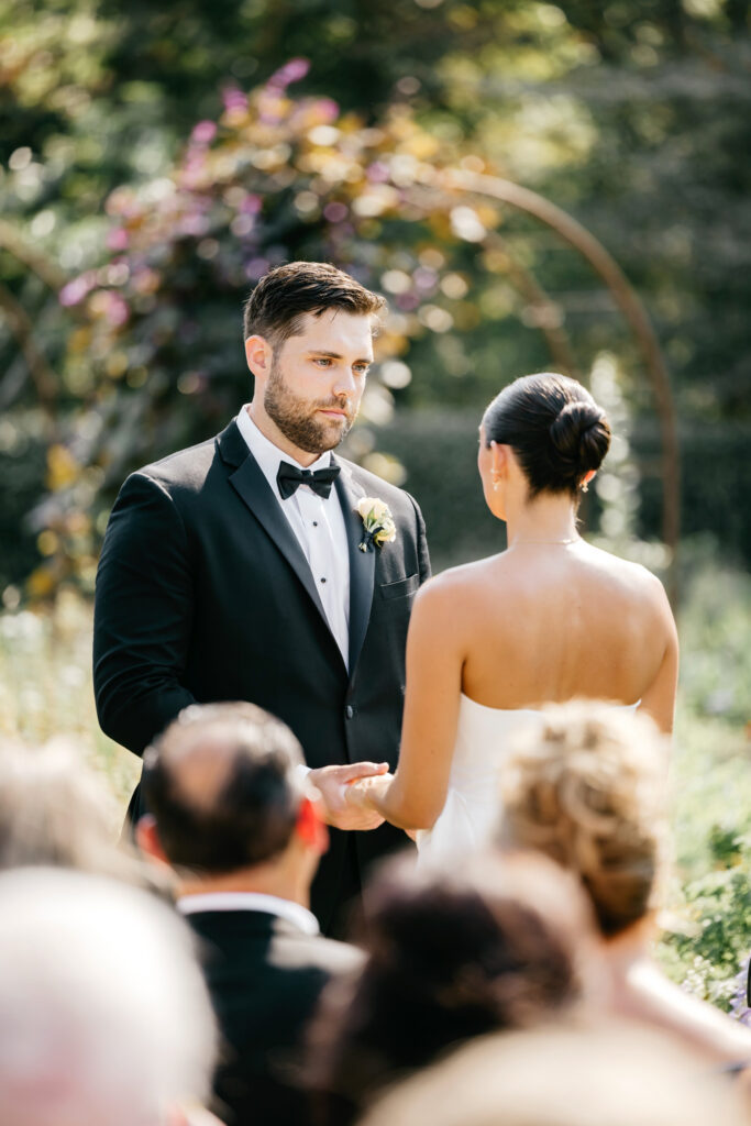 gorgeous outdoor summer wedding ceremony at Beach Plum Farm in Cape May, New Jersey