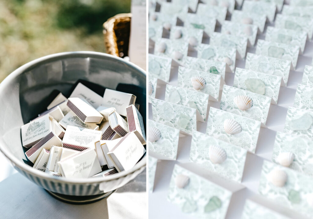 unique beach-inspired wedding reception seating cards by Emily Wren Photography
