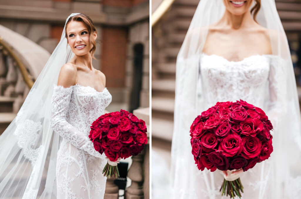 romantic bridal portrait on a winter wedding day in Center City Philadelphia