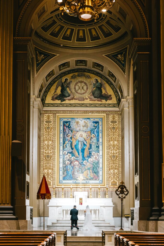 church wedding ceremony in Center City Philadelphia at the Cathedral Basilica of Saints Peter and Paul