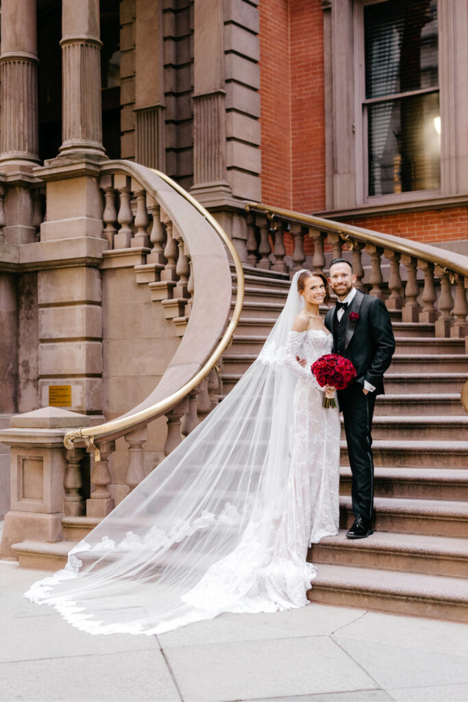 Philadelphia bride and groom on their winter wedding day in Center City by Emily Wren Photography