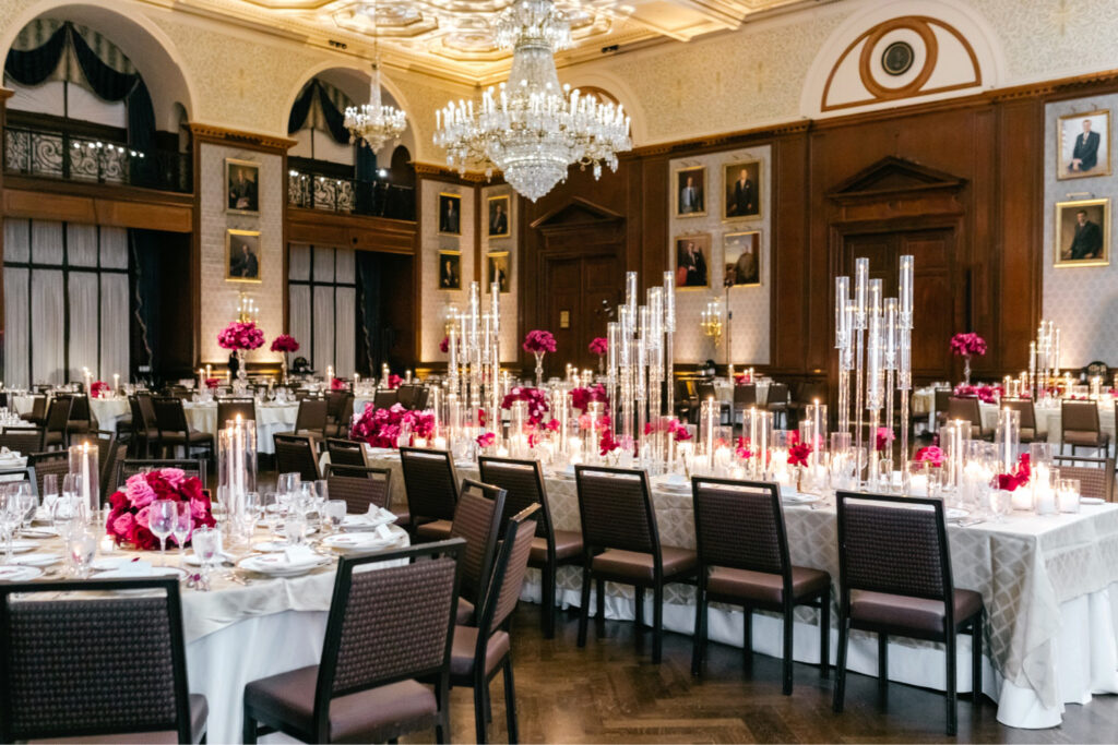 romantic and luxurious Valentines Day wedding reception in Center City Philadelphia