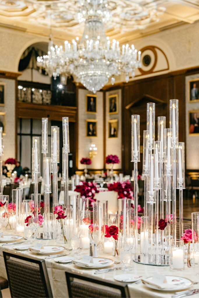 romantic candlelit luxurious wedding reception at The Union League of Philadelphia