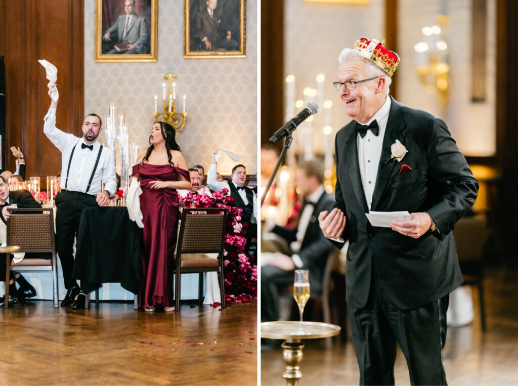 funny father of the bride speech at luxurious wedding reception in Center City Philadelphia by Emily Wren Photography