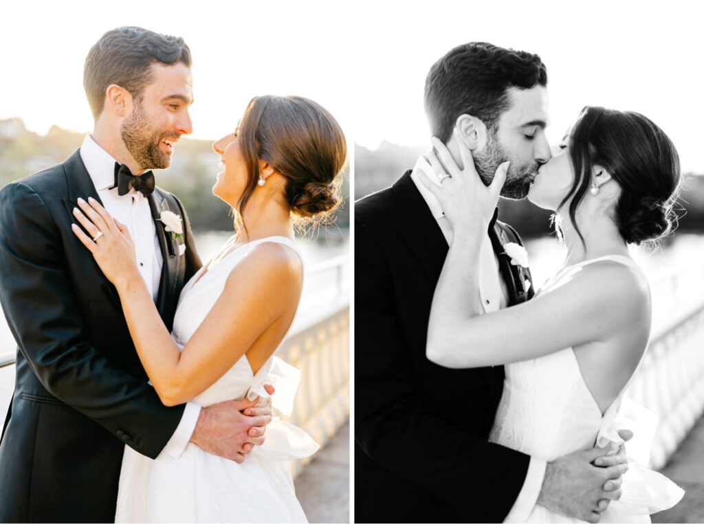 sunset wedding portrait session of Bride & groom on fall Philadelphia wedding day