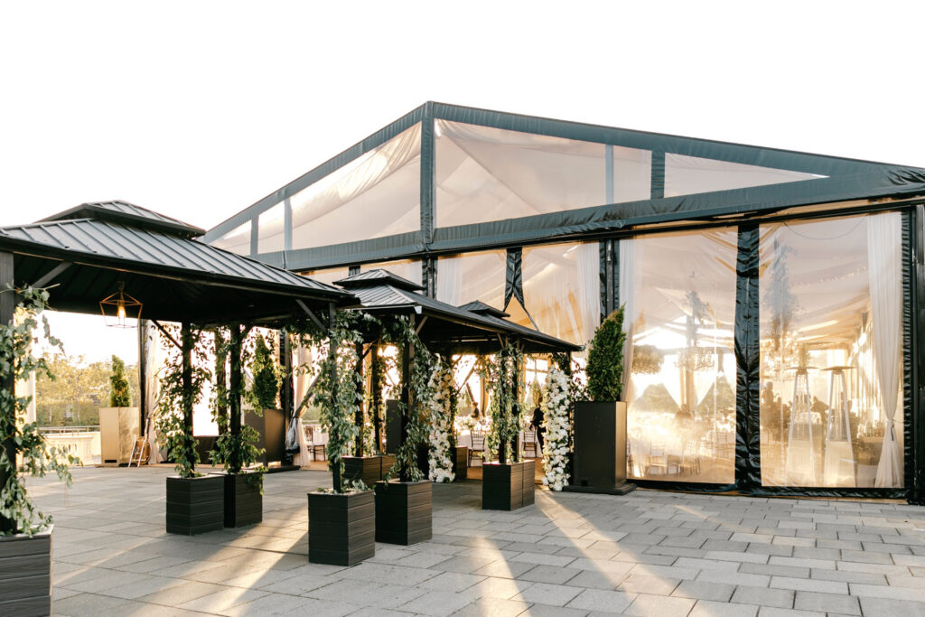 Beautiful Water Works cocktail hour details for Fall wedding day at Cescaphe