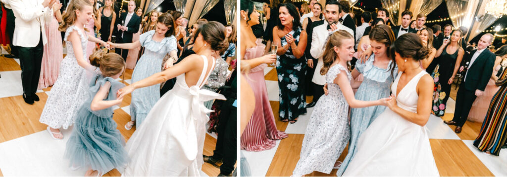Philadelphia bride dancing with her flower girls during her Water Works wedding reception by Emily Wren Photography