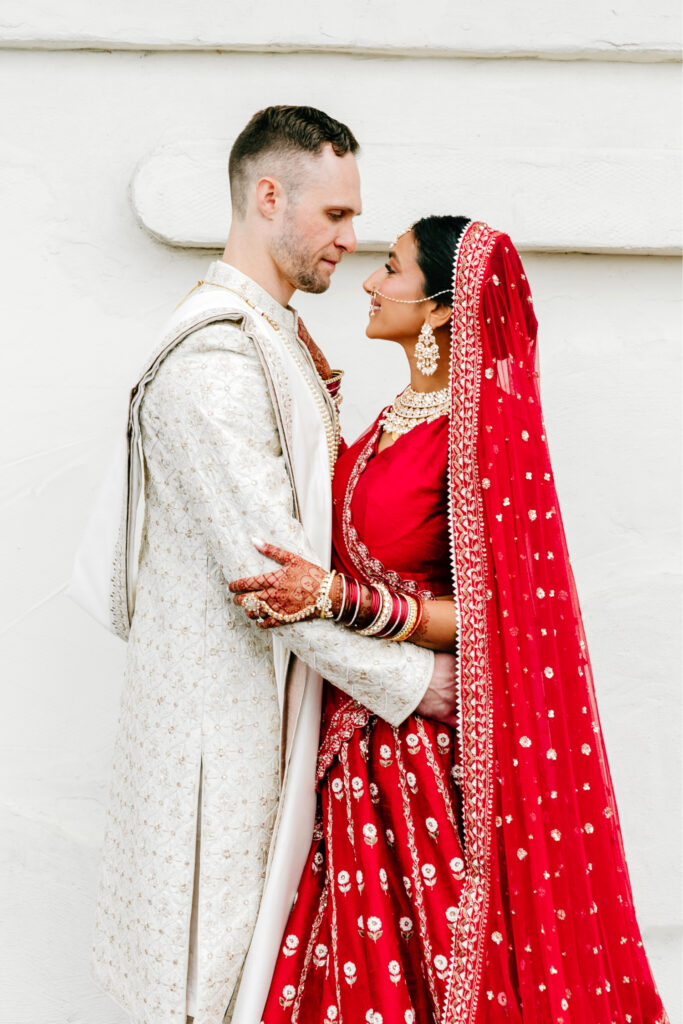 Philadelphia bride and groom wedding portrait on their hindu & western wedding day by Emily Wren Photography