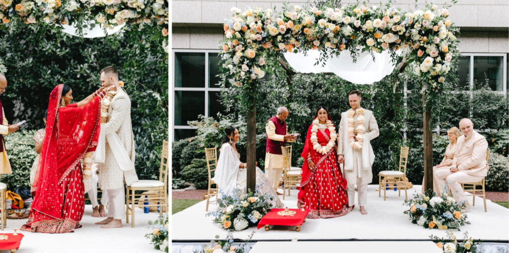 Outdoor Hindu & western wedding ceremony in Center City Philadelphia by luxurious wedding photographer Emily Wren Photography