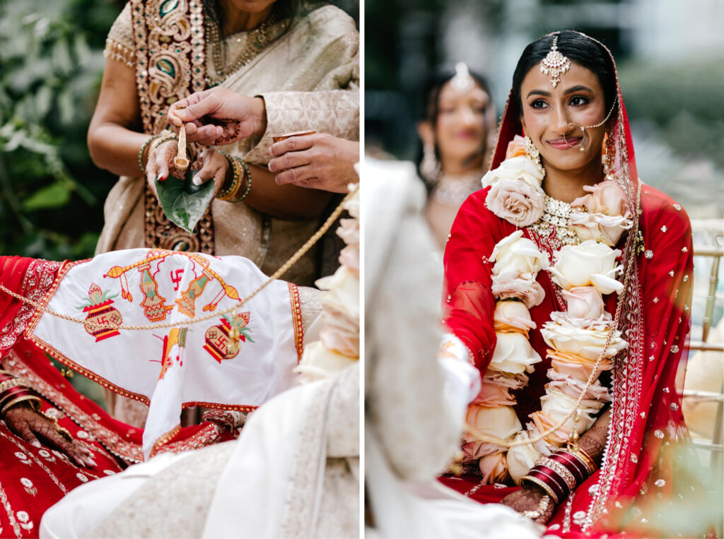 Hindu wedding ceremony details on fall Philadelphia wedding day in Center City