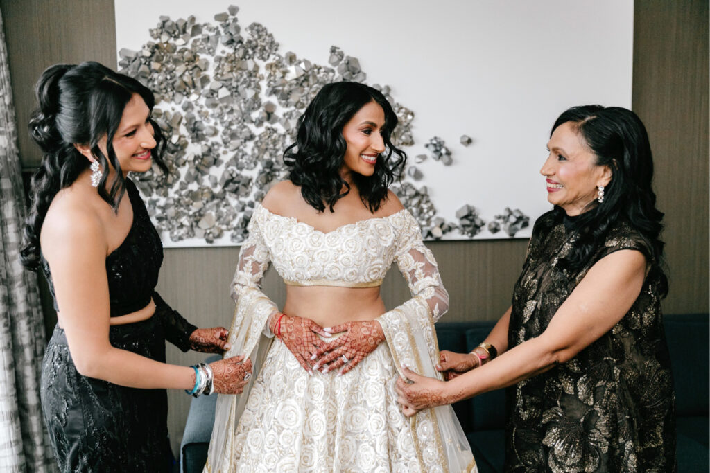 Philadelphia bride getting ready for her Center City wedding reception at the Logan Hotel
