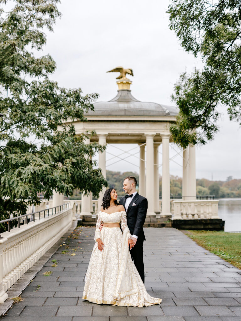 Philadelphia bride and groom portrait session at Cescaphe's Water Works by luxurious wedding photographer Emily Wren Photography