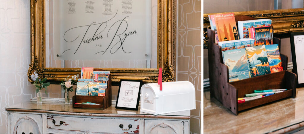 postcard guestbook for Philadelphia fall wedding reception at Water Works