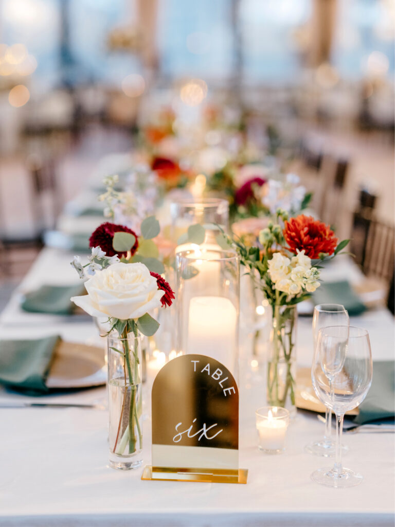 romantic tablescapes for fall wedding reception at Philadelphia Water Works
