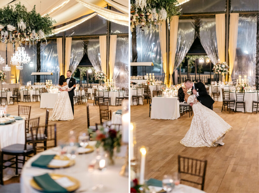 Philadelphia bride and groom's private first dance at Philadelphia's Water Works by Cescaphe