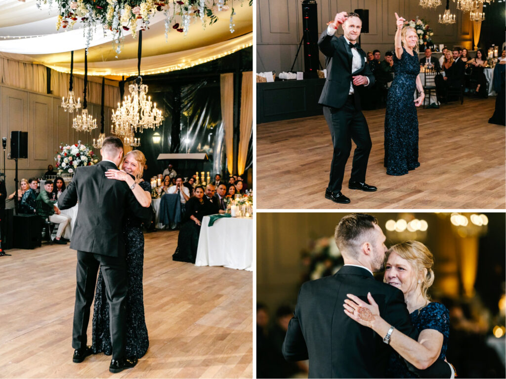 mother-son dance at Cescaphe wedding reception by Emily Wren Photography