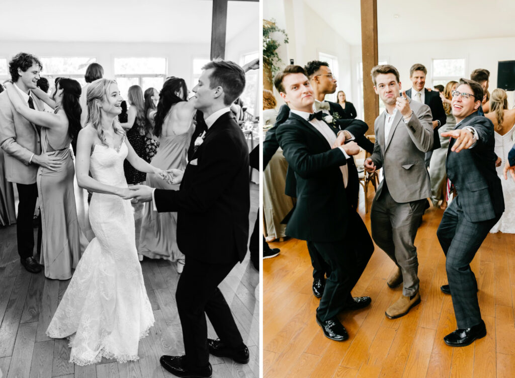 wedding guests dancing and having fun at Inn at Barley Sheaf wedding reception in Pennsylvania