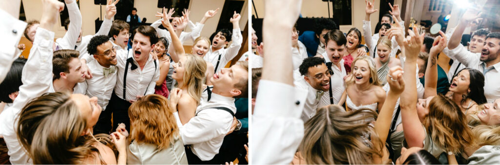 bride and groom having fun at their spring wedding reception in Philadelphia
