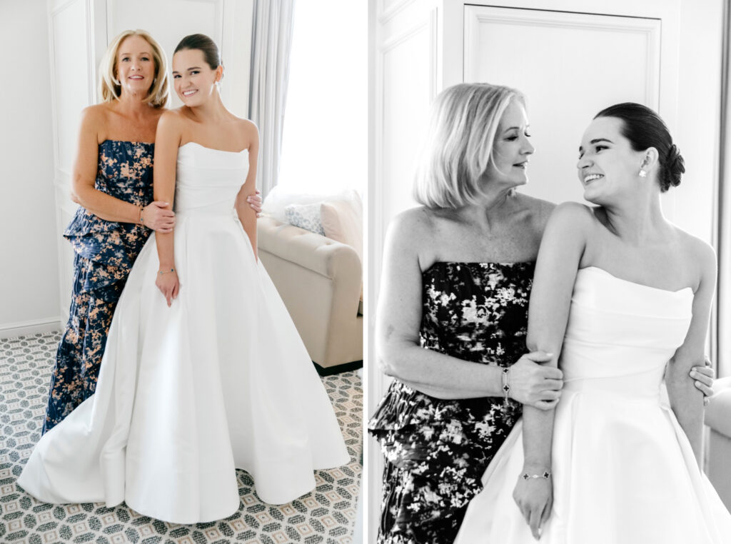 Delaware bride getting ready for her luxurious fall wedding day with her mother