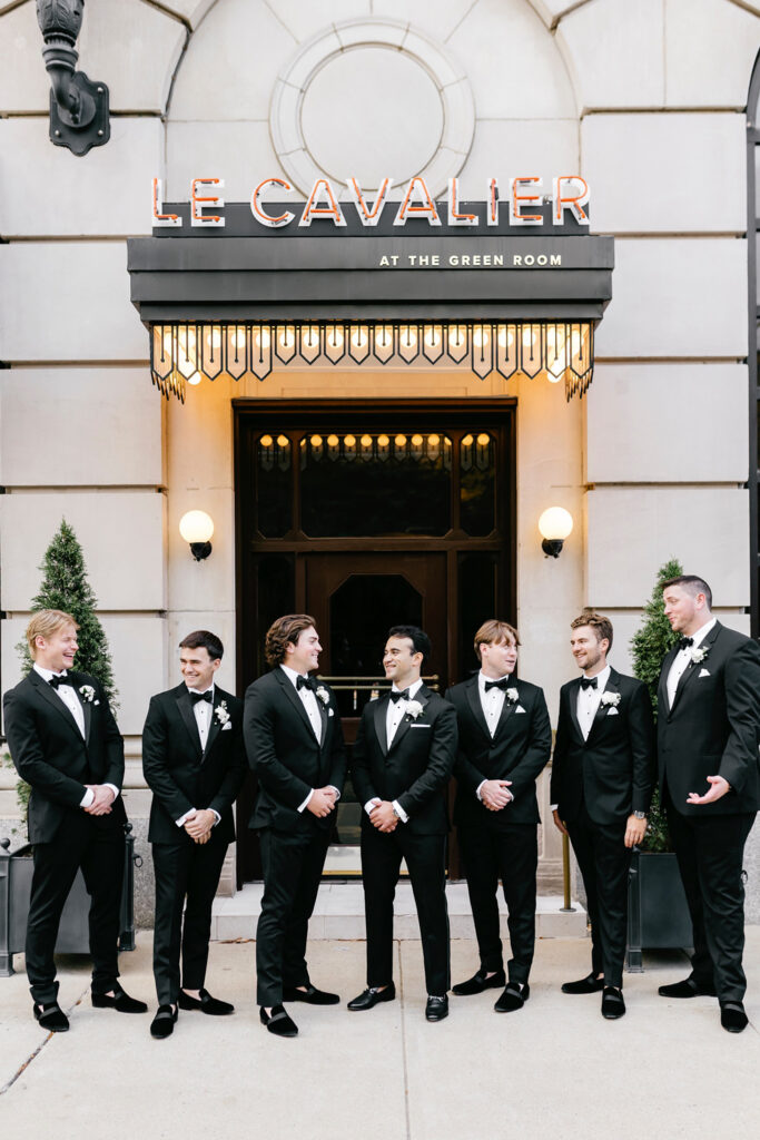 Delaware groom with his groomsmen on his fall wedding day in Wilmington