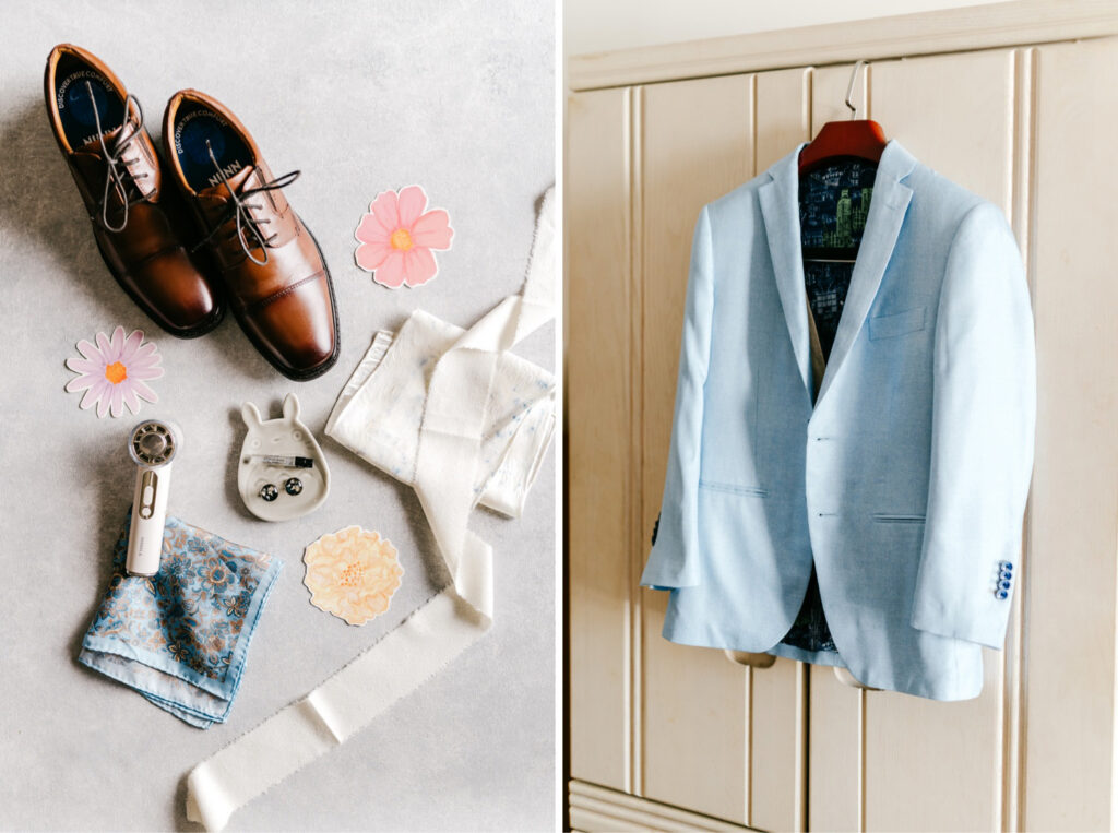 groom's getting ready details for outdoor summer wedding day by Emily Wren Photography