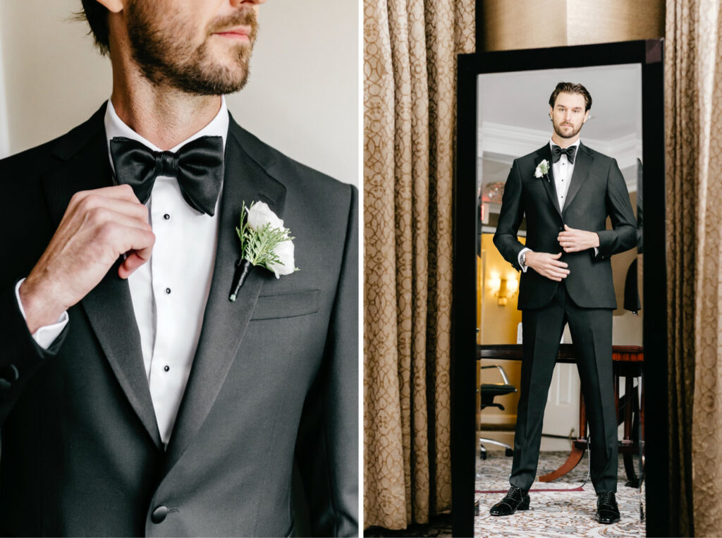 Philadelphia groom getting ready for his winter wedding day in Center City