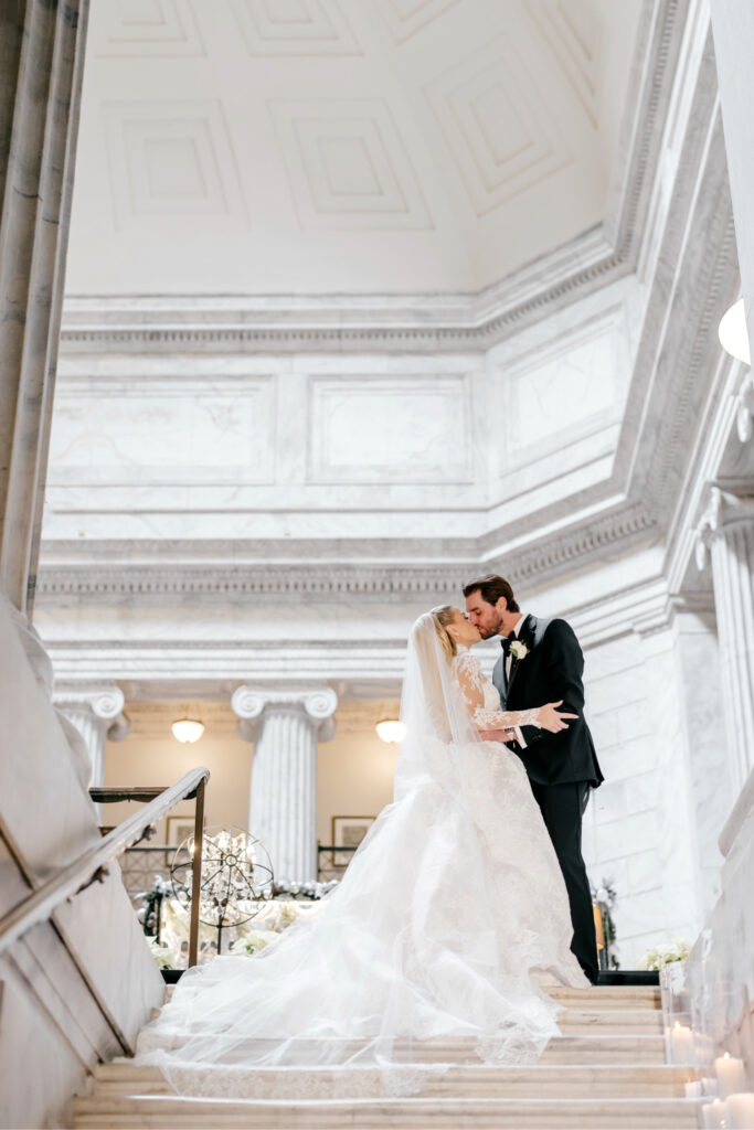 romantic wedding day portrait of Philadelphia bride and groom at the Ritz-Carlton by Emily Wren Photography