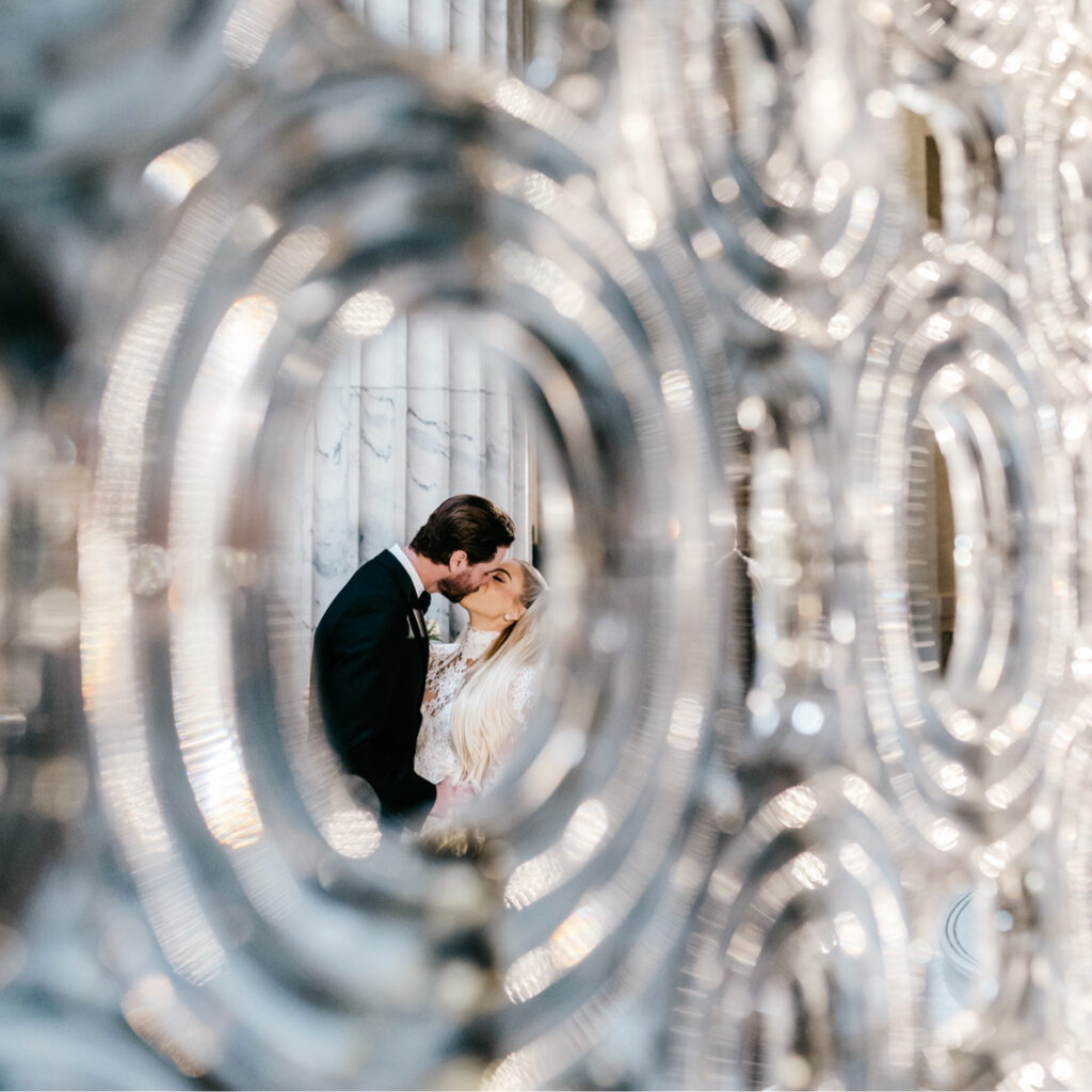 elegant wedding portrait of Philadelphia bride and groom at the Ritz-Carlton hotel in Philadelphia