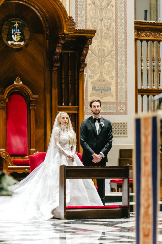 Church wedding ceremony at The Cathedral Basilica of Saints Peter and Paul in Center City Philadelphia