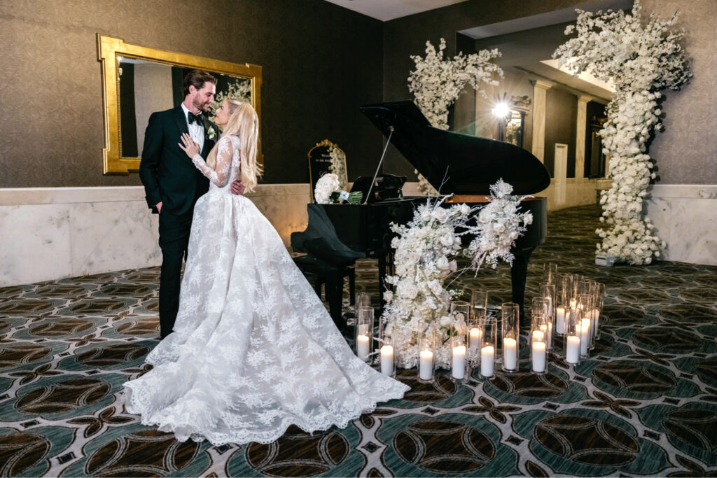 Philadelphia bride and groom wedding portrait at The Ritz-Carlton Hotel in Center City