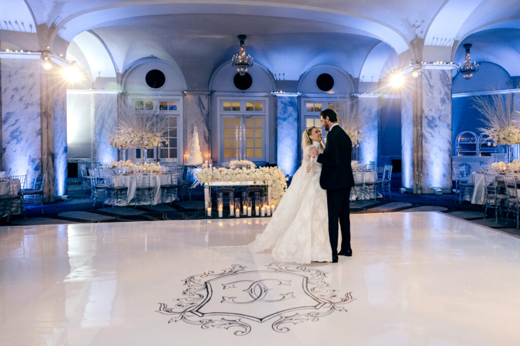 Philadelphia bride and groom's private first dance at their winter wedding reception at The Ritz-Carlton