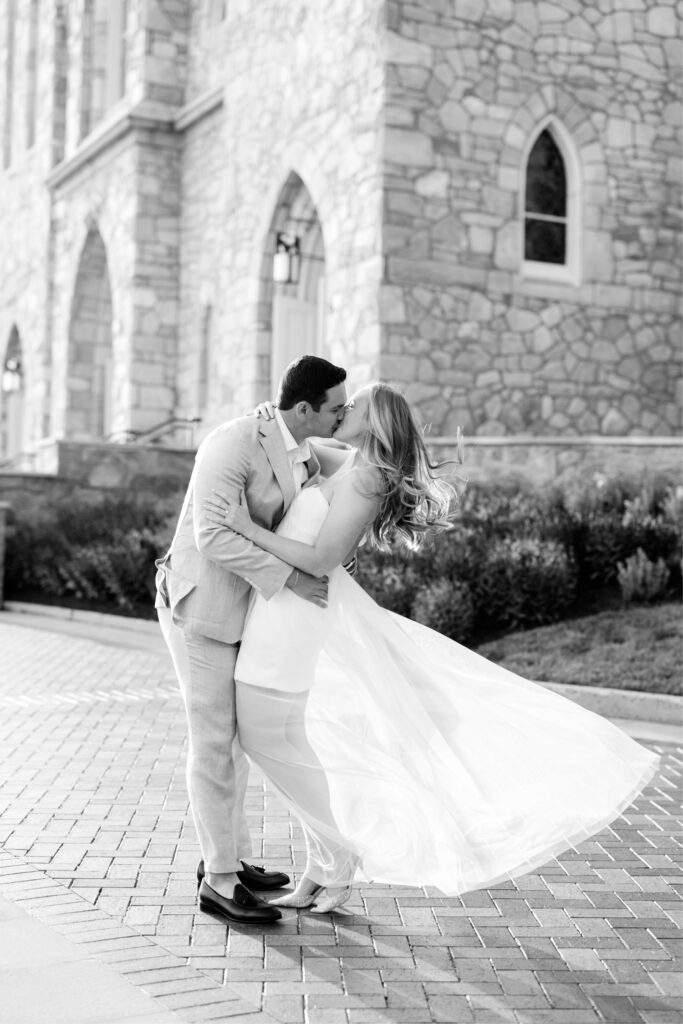 romantic picturesque summer engagement photoshoot at Villanova University by Philadelphia photographer Emily Wren Photography