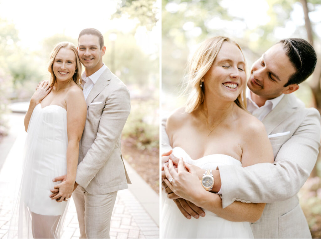 romantic golden hour engagement photos at Villanova University