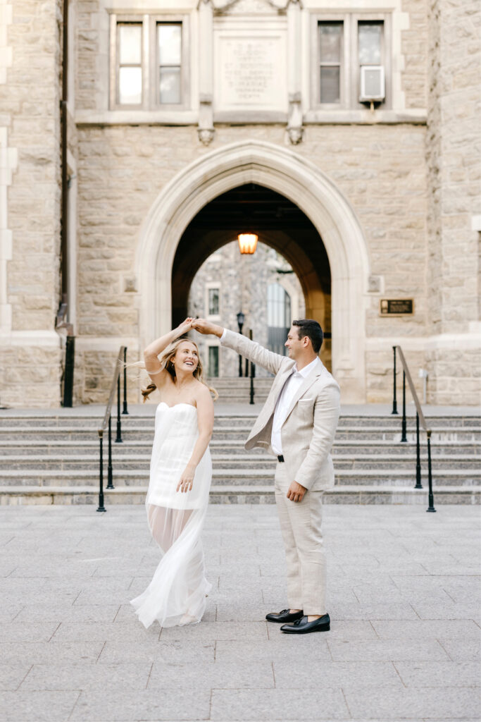 romantic summer engagement photo session at Villanova University by Emily Wren Photography