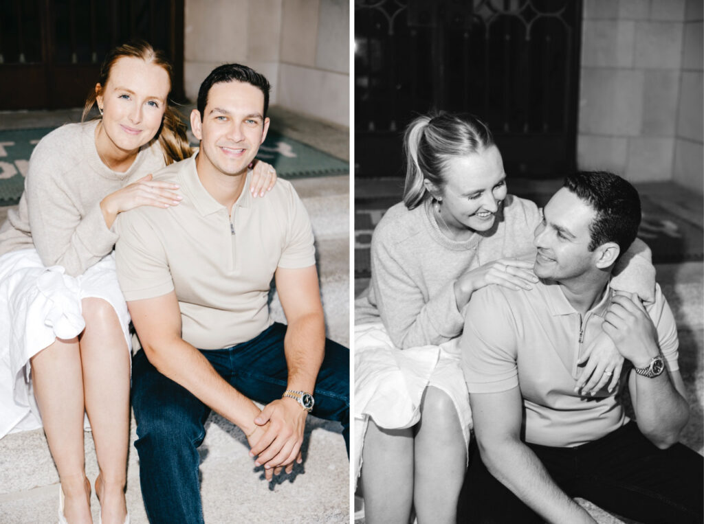 romantic summer engagement portraits at Villanova University