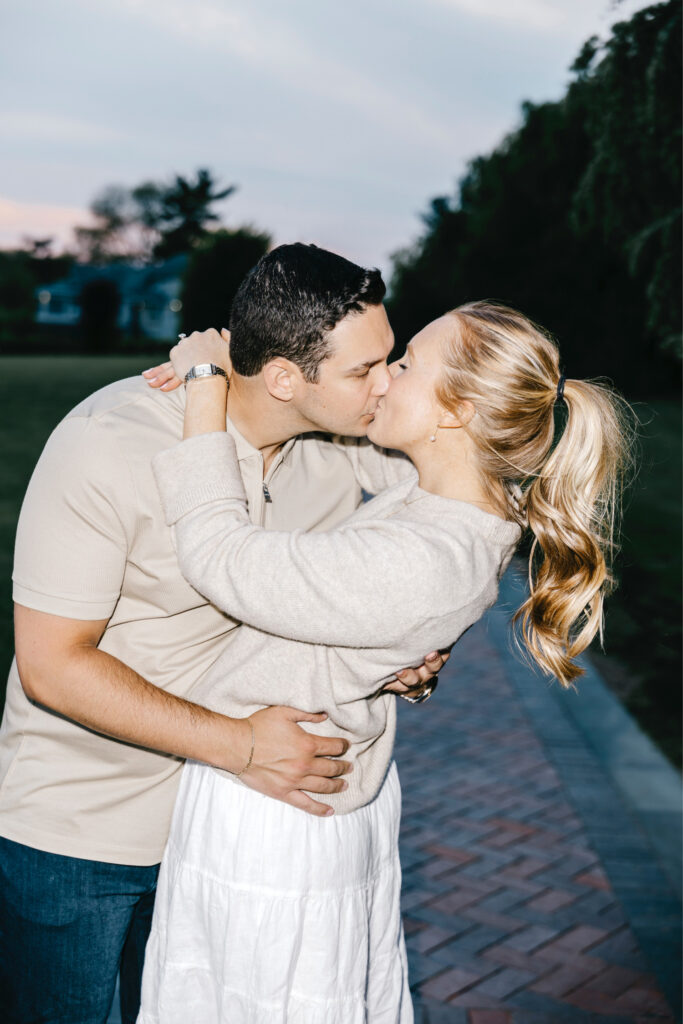 Philadelphia couple during their summer engagement session during sunset