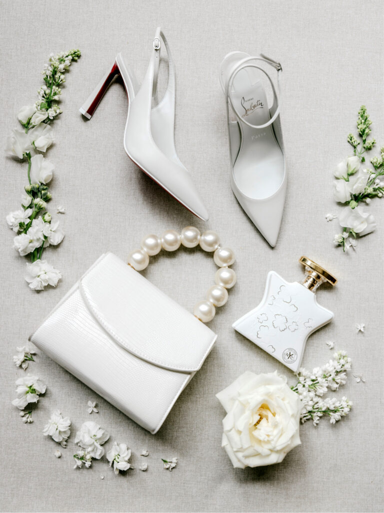 bridal getting ready details layflat by Emily Wren Photography