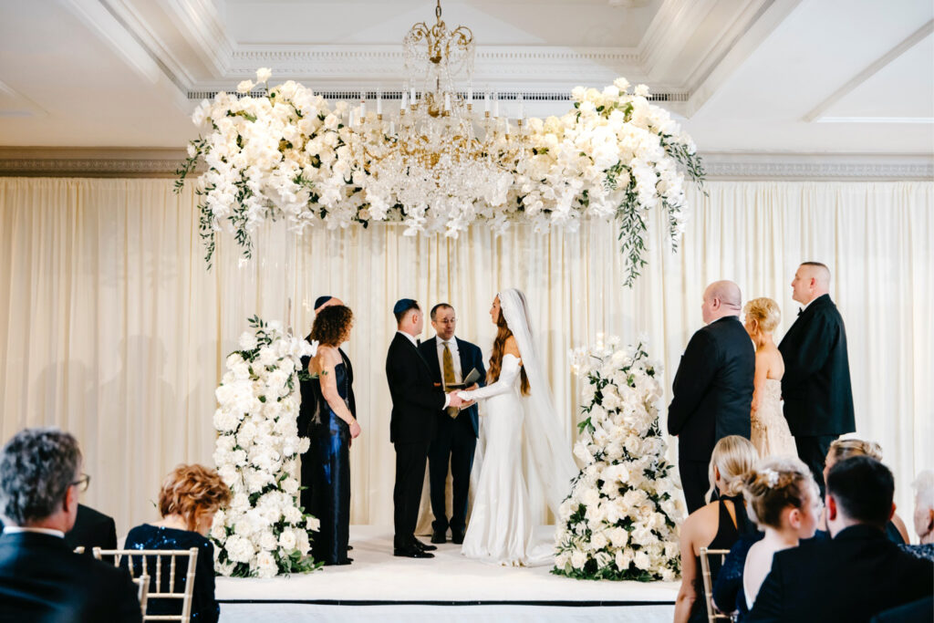 Center City Philadelphia wedding ceremony at the Westin Hotel on early spring wedding day