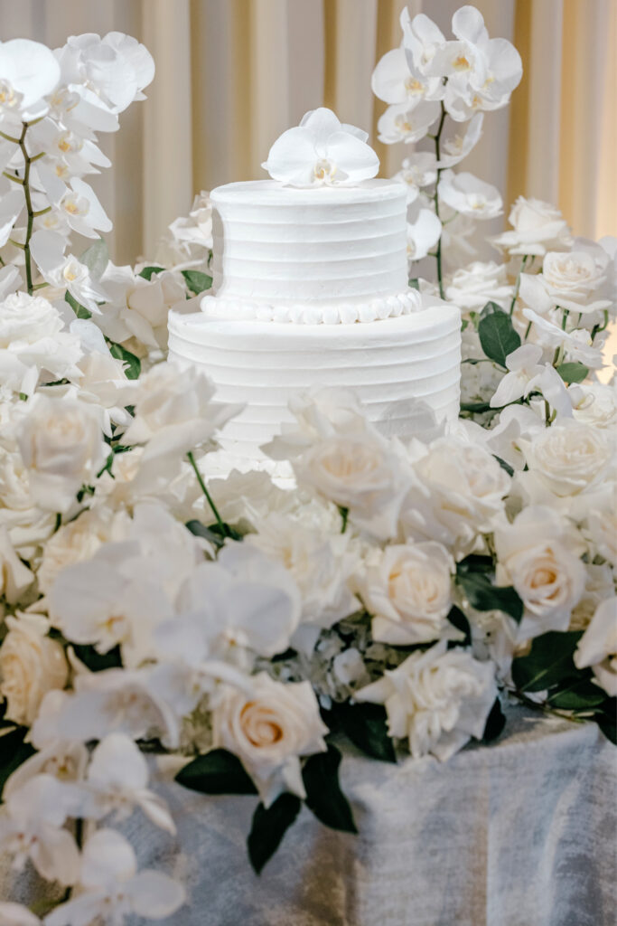 simplistic two tier wedding cake at Center City Philadelphia wedding by Emily Wren Photography