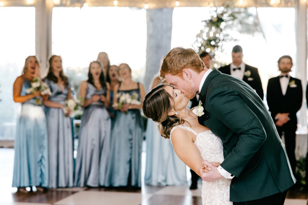 Philadelphia bride and groom's first dance at their Glen Foerd wedding reception