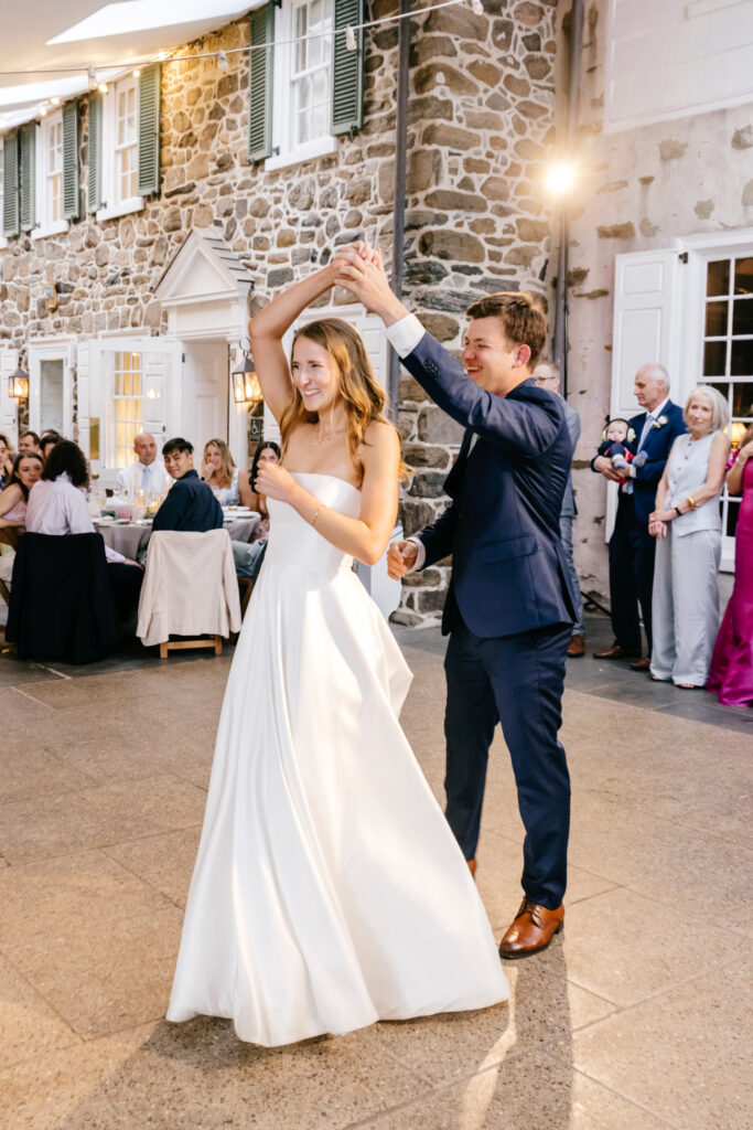 bride and groom's first dance at their Appleford Estate wedding reception