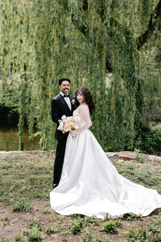 whimsical spring wedding day portraits of Pennsylvania bride and groom by Philadelphia wedding photographer Emily Wren Photography