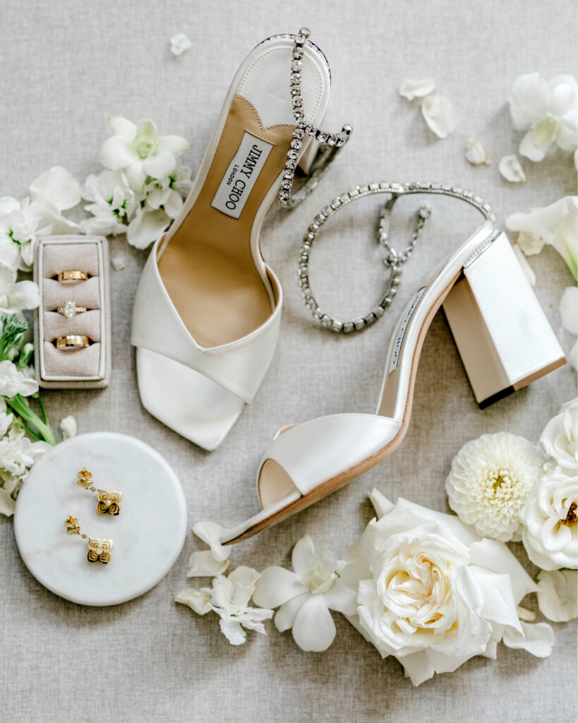 bride's getting ready details for her luxurious and elegant Cescaphe Wedding day